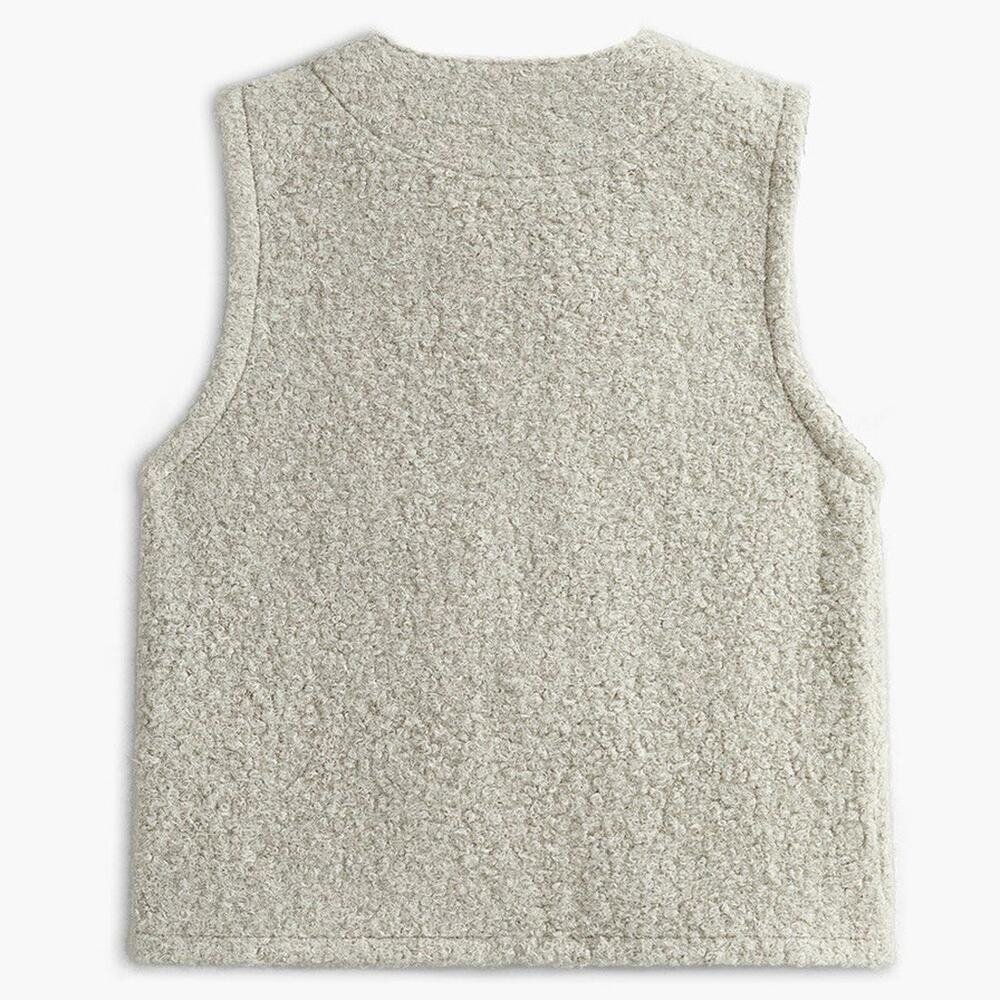 NWT Commense Round Neck Bow Front Light Grey Sleeveless Sweater Vest - Picture 2 of 7